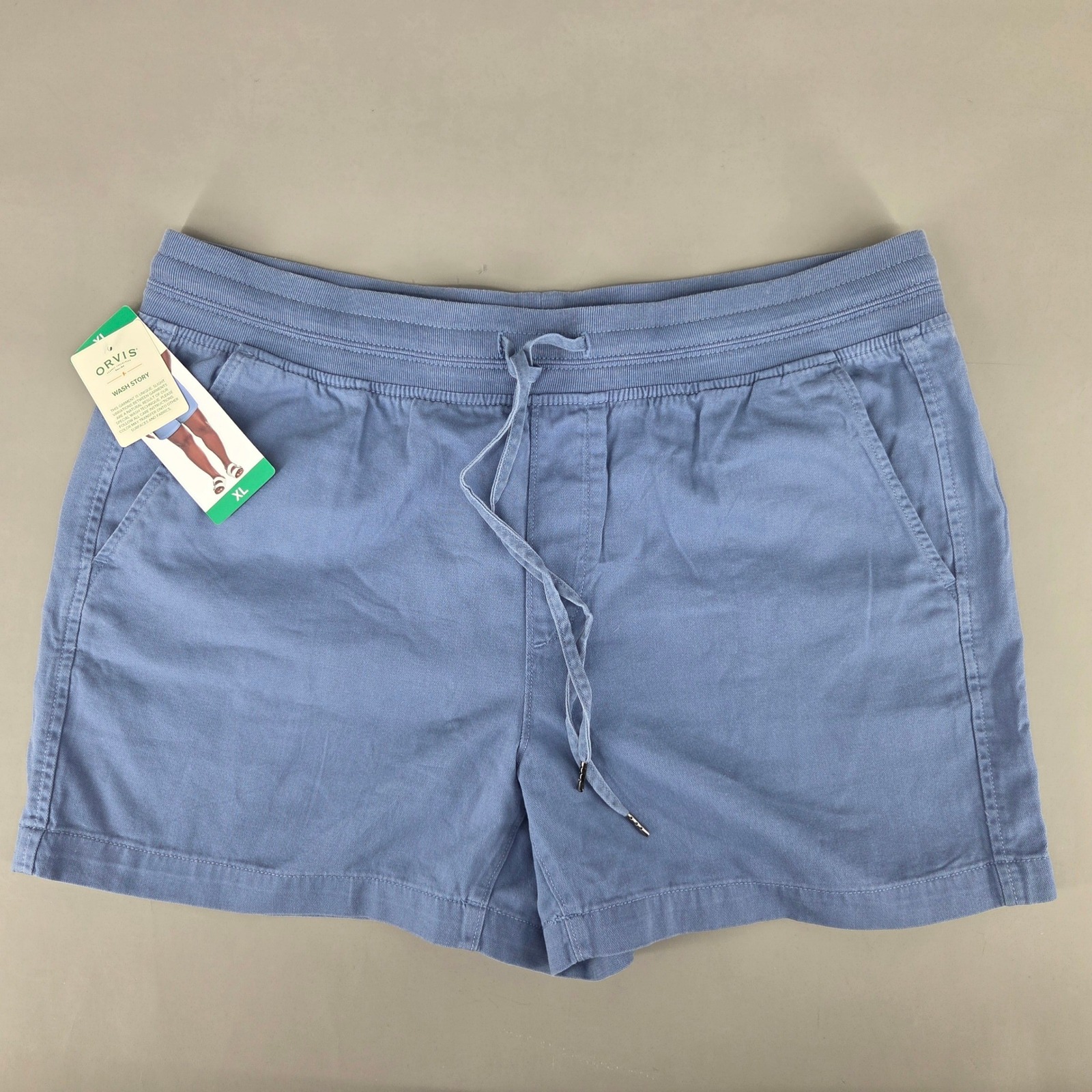 Orvis Shorts Women Xl Blue Drawstring Elastic Waist Casual Coastal Summer Hike
